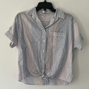 Madewell Blue & Pink Striped Short-Sleeve Button-Down Shirt